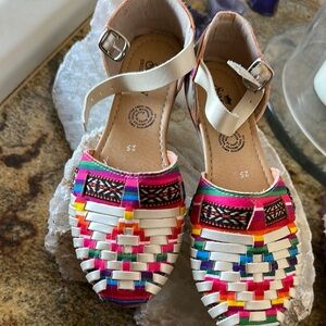 Colorful Woven Sandals with Buckle Strap
